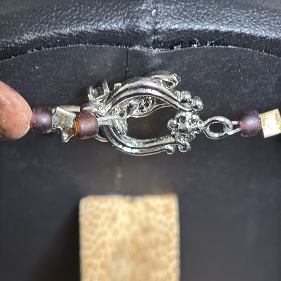 Vintage Gemstone Natural Stone Shell Fall Statement Necklace - Picture 4 of 8